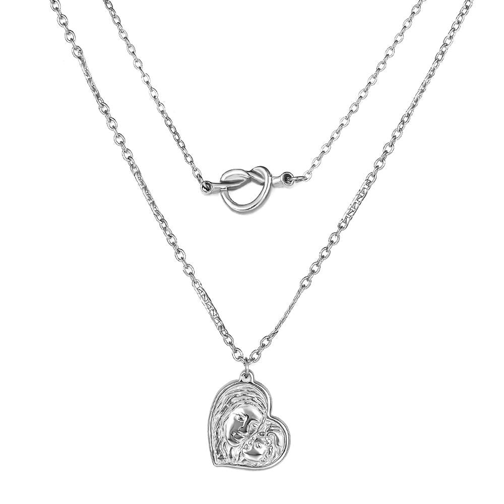 ASON Multi-Layer Pandents Necklace Gold Color Stainless Steel Mom And Son Hollow Out Heart Shape Necklace For Women Patty asonjewelry